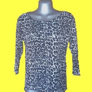 H&M/Divided Leopard Print 3/4 sleeve top, stretchy SMALL